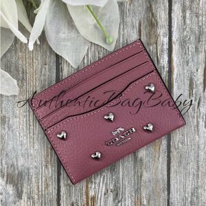 Coach Slim Id Card Case With Heat Rivets Wallet Purse